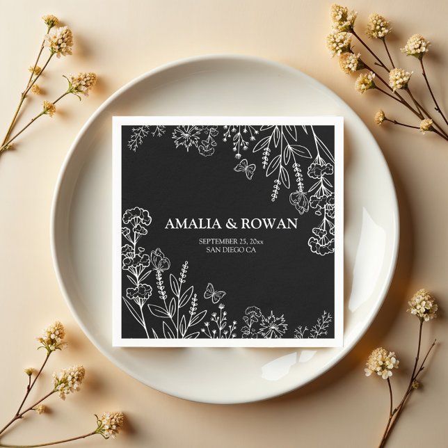 Guardanapo De Papel Nomes Personalizados De Casamento De Flores De Pra (Criador carregado)