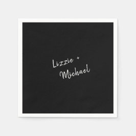 Guardanapo De Papel Nomes Personalizados Pretos Simples Contemporâneos