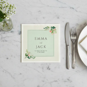 Guardanapo De Papel Nomes verdes cor-de-rosa macio e casamento