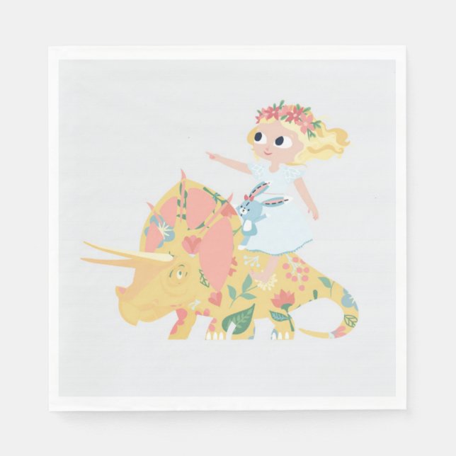 Guardanapo De Papel Nomi & Brave Ride Triceratops - Cocktail Napkins (Frente)