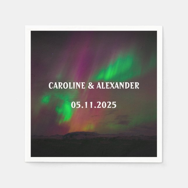 Guardanapo De Papel Norte Lights Aurora Borealis Night Sky Weding (Frente)