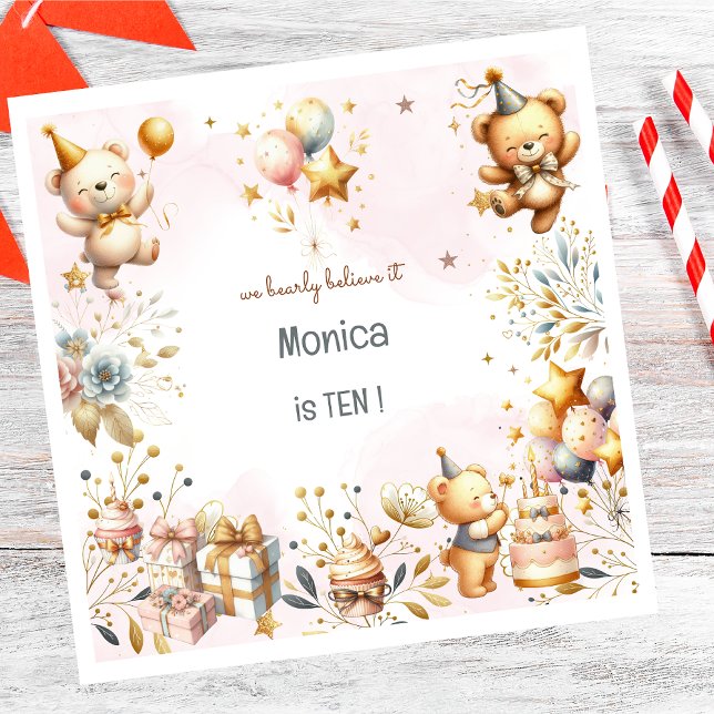 Guardanapo De Papel Nós acreditamos, aniversário de criança de ursinho (Criador carregado)