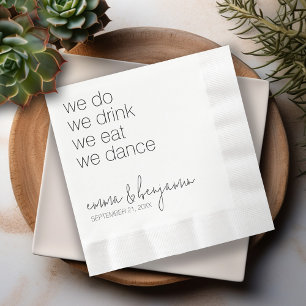 Guardanapo De Papel Nós Bebemos, Comemos, Dançamos - Casamento Moderno