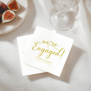 Guardanapo De Papel Nós Estamos Noivos Festa de Noivado Dourado Simple