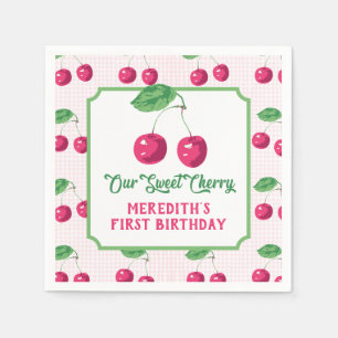 Guardanapo De Papel "Nossa doce cereja", aniversário rosa e verde