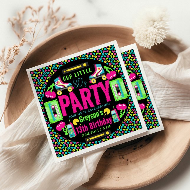 Guardanapo De Papel nossa pequena Festa de aniversário Retro Neon (Criador carregado)