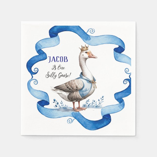 Guardanapo De Papel Nosso Bobo Goose Está Virando Um Garoto Aniversári (Frente)