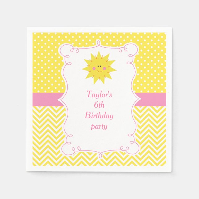 Guardanapo De Papel Nosso pequeno aniversário ensolarado Obrigado (Frente)