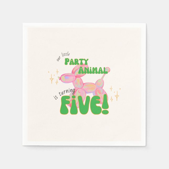 Guardanapo De Papel Nosso pequeno balão de festas - Aniversário do 5 a (Frente)