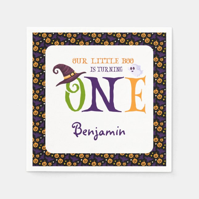 Guardanapo De Papel Nosso Pequeno Boo Virando Um, primeiro aniversario (Frente)