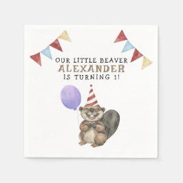 Guardanapo De Papel Nosso pequeno primeiro aniversario de castor