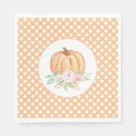 Guardanapo De Papel Nosso Pequeno Pumpkin floral no primeiro aniversár