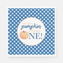 Guardanapo De Papel Nosso Pequeno Pumpkin xadrez azul no primeiro aniv