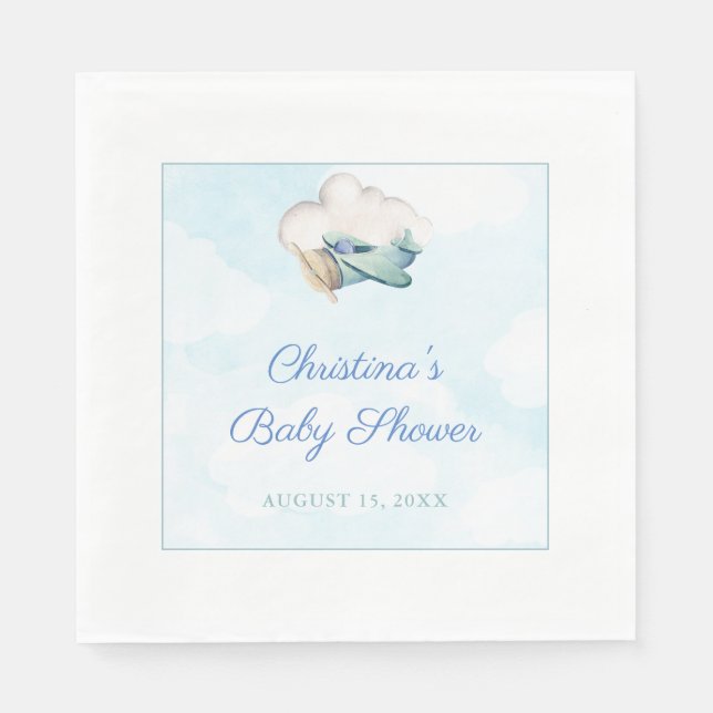 Guardanapo De Papel Nosso próximo Chá de fraldas de Tema de Viagem de  (Frente)