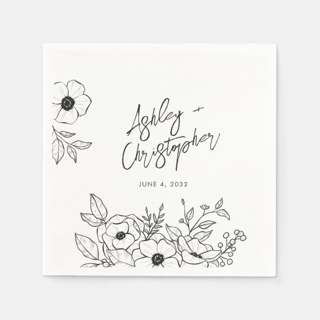 Guardanapo De Papel Nostalgic Floral Botânica Branca Cocktail (Frente)