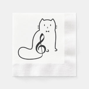 GUARDANAPO DE PAPEL NOTA DE GATO E MÚSICA