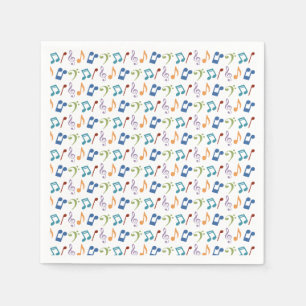 Guardanapo De Papel Notas de música do arco-íris (branco)