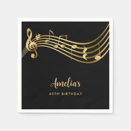 Guardanapo De Papel Notas de música Douradas elegantes aniversário de 