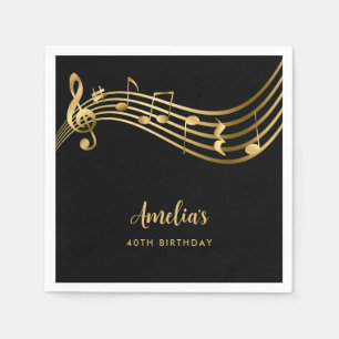 Guardanapo De Papel Notas de música Douradas elegantes aniversário de