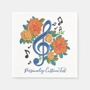 Guardanapo De Papel Notas de Música Flores Musicais Personalizadas