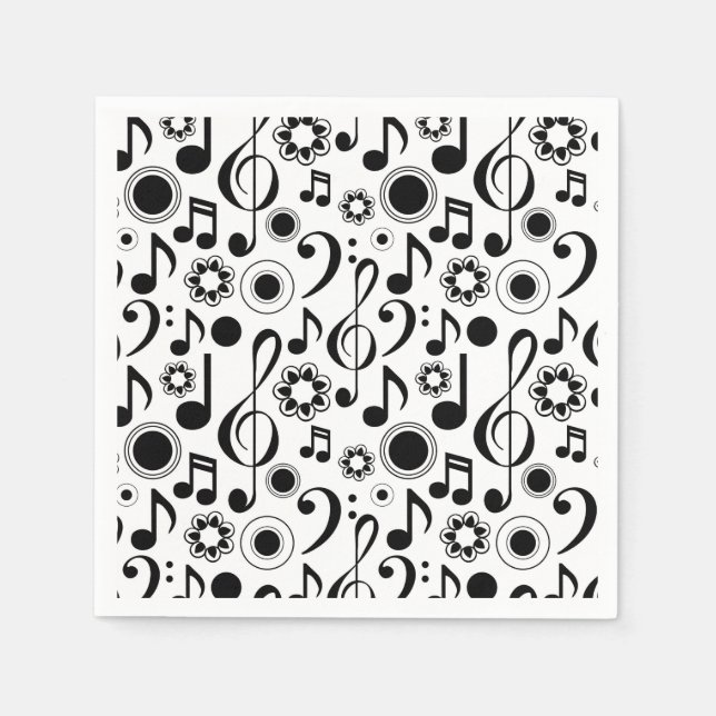 Guardanapo De Papel Notas e Clefs de Música (Frente)