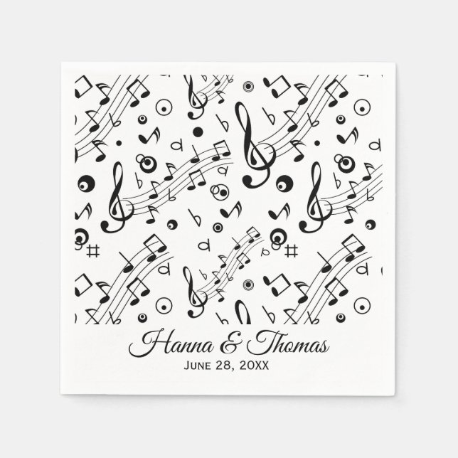 Guardanapo De Papel Notas Musicais Casamento Napkins (Frente)