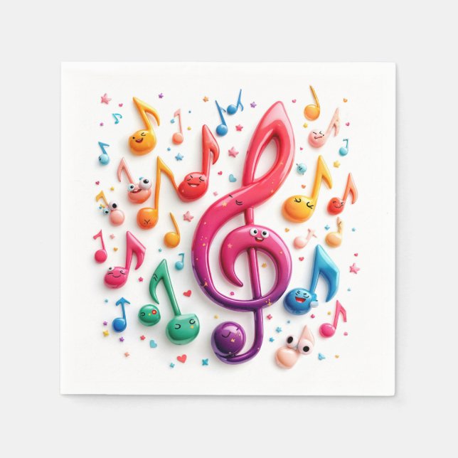 Guardanapo De Papel Notas Musicais Com Olhais (Frente)