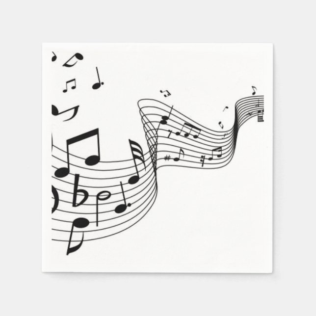 Guardanapo De Papel Notas Musicais em Prata (Frente)