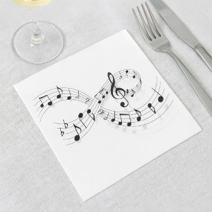 Guardanapo De Papel Notas musicais em uma linha de funcionarios