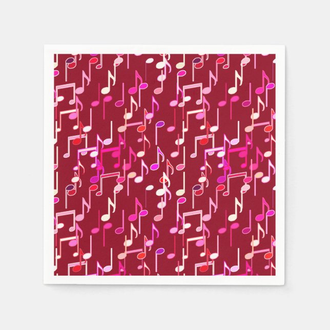 Guardanapo De Papel Notas musicais impressas - burgundy, multi (Frente)