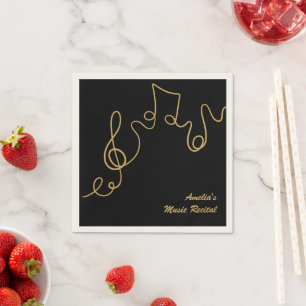 Guardanapo De Papel Notas Musicais Pretas Clave de Sol Evento Musical