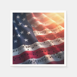 Guardanapo De Papel Notas Musicais sobre uma bandeira Americana