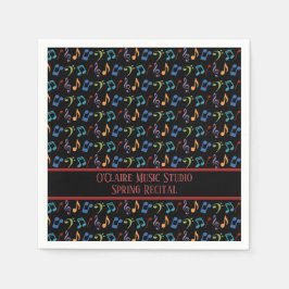 Guardanapo De Papel Notas personalizadas de música do arco-íris (preto