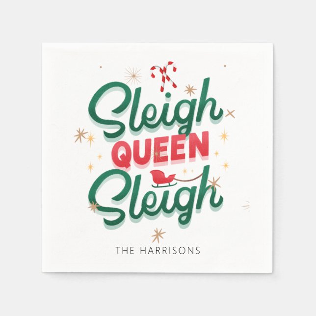 Guardanapo De Papel Notícia Moderna do Natal Sleigh Queen Sleigh Citaç (Frente)