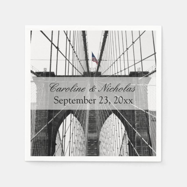 Guardanapo De Papel Nova Iorque Brooklyn Bridge Wedding (Frente)