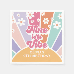 Guardanapo De Papel Nove é uma Vibe Retro Sunshine Rainbow Daisy