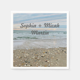 Guardanapo De Papel Núcleos de casamento da praia azul Shell