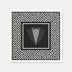 Guardanapo De Papel Núcleos de casamento de smoking preto e branco