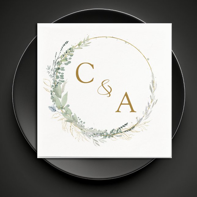 Guardanapo De Papel Núcleos de casamento modernos e elegantes de eucal (Criador carregado)