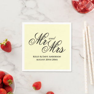 Guardanapo De Papel Núcleos de festa de casamento amarelo-creme