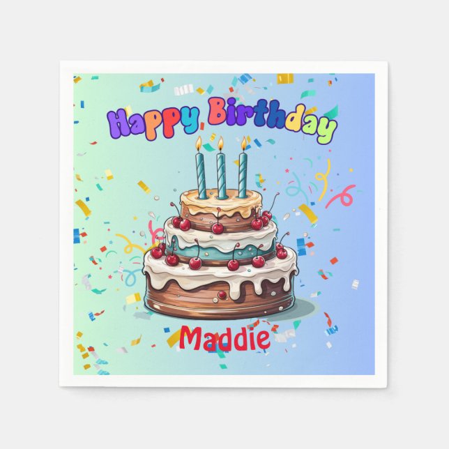 Guardanapo De Papel Núcleos de terceira Festa de aniversárioCocktail p (Frente)