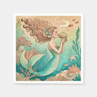 Guardanapo De Papel Núcleos personalizados de festas de Mermaid