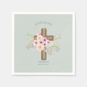 Guardanapo De Papel NUN - Ordenação ou Aniversário - Cruz Floral