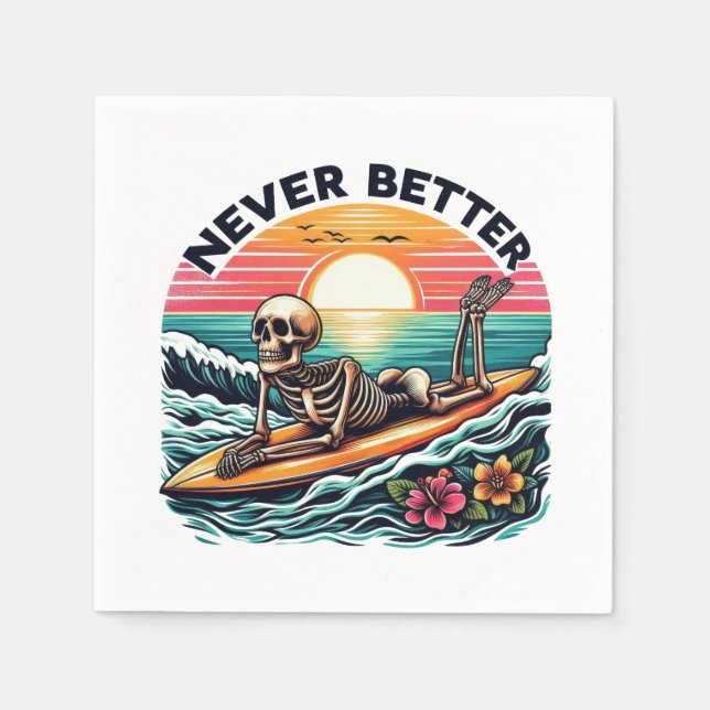 Guardanapo De Papel Nunca Melhor - Skelset surf Sunset Wave Design (Frente)