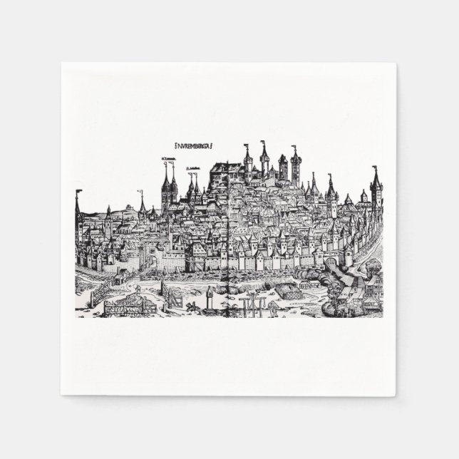 Guardanapo De Papel Nuremberg Cidade medieval na Alemanha (Frente)
