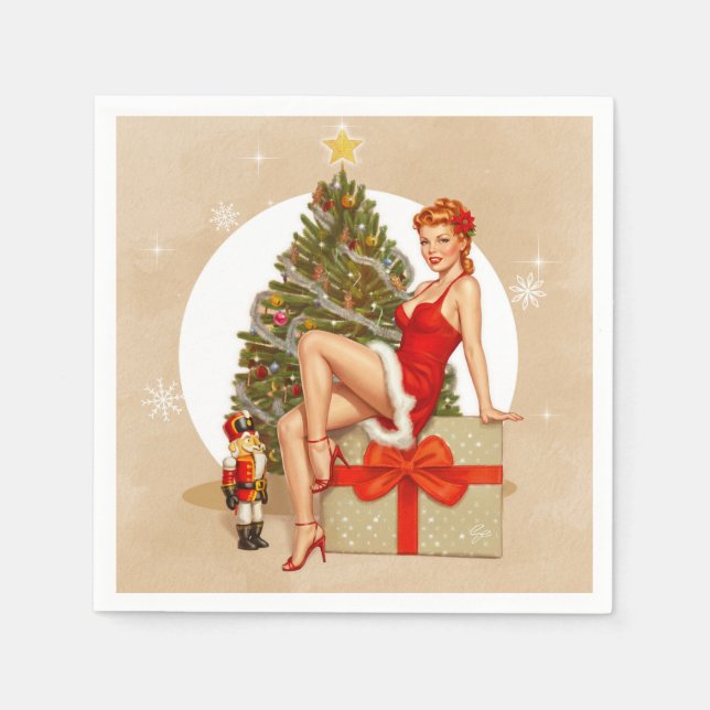 Guardanapo De Papel Nutcracker Sweet Retro Pinup Christmas Napkins (Frente)