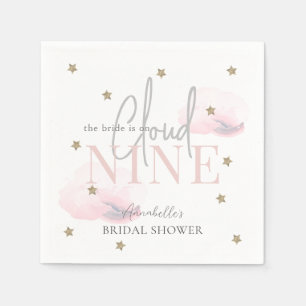 Guardanapo De Papel Nuvem 9 Estrelas Douradas Rosa Aguarela Chá de Noi