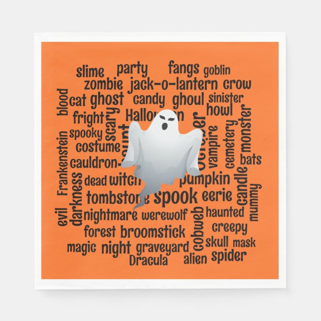 Guardanapo De Papel Nuvem de palavras de Halloween Fantasmagórica (Frente)