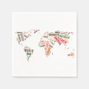Guardanapo De Papel Nuvem de palavras do mapa mundial