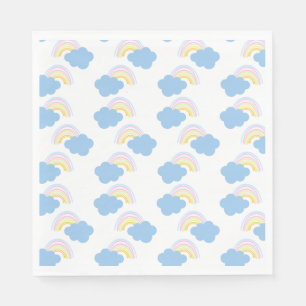 Guardanapo De Papel Nuvens de Verão Arco-íris Passado Rabisco Doodle